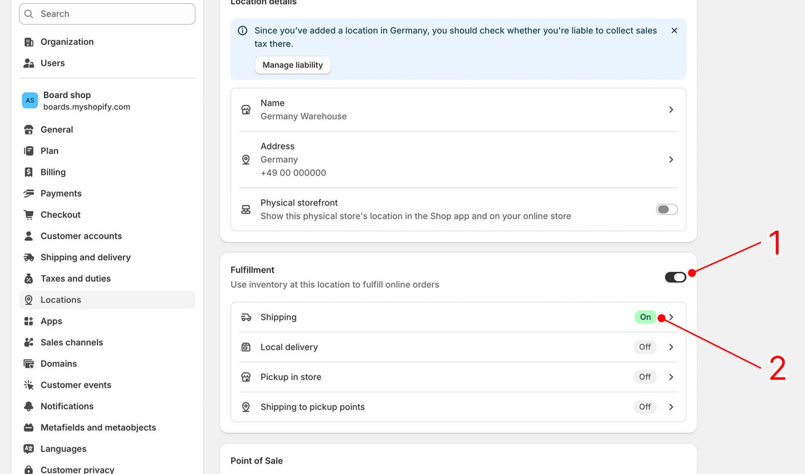 Shopify fulfilment and shipping settings